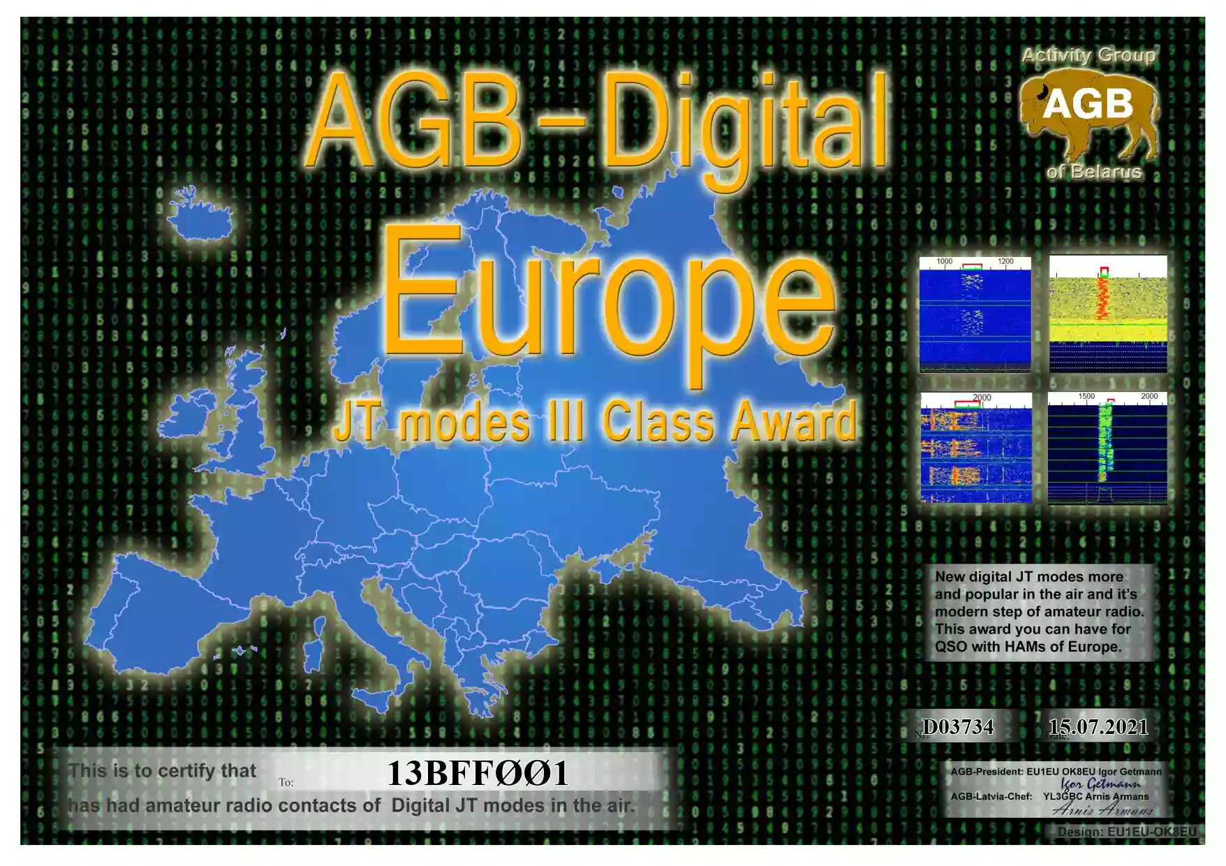 13BFF001 AGB Award